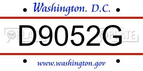 D9052G District Of Columbia License Plate