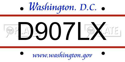 D907LX District Of Columbia License Plate