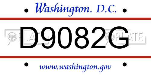D9082G District Of Columbia License Plate