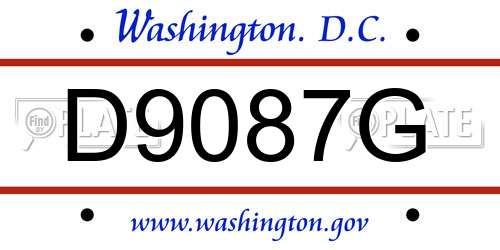 D9087G District Of Columbia License Plate