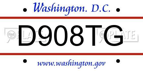 D908TG District Of Columbia License Plate