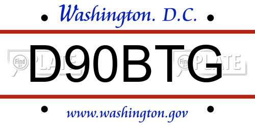 D90BTG District Of Columbia License Plate