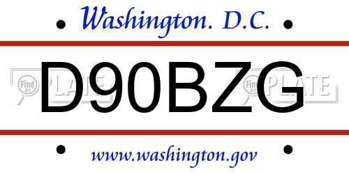 D90BZG District Of Columbia License Plate