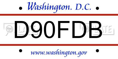 D90FDB District Of Columbia License Plate