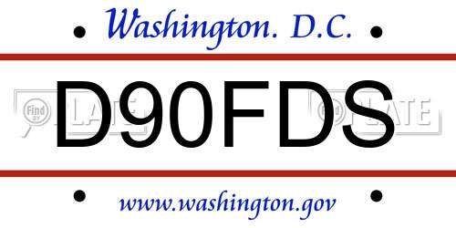 D90FDS District Of Columbia License Plate