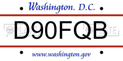 D90FQB District Of Columbia License Plate