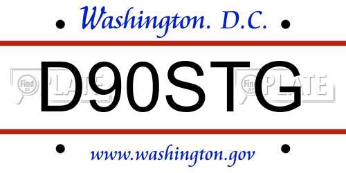 D90STG District Of Columbia License Plate