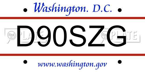 D90SZG District Of Columbia License Plate