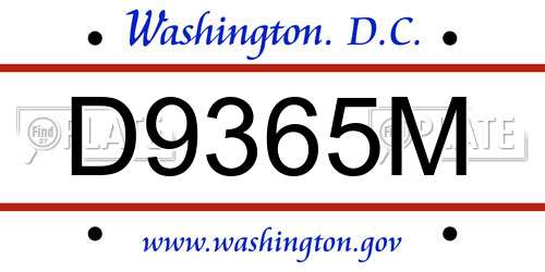 D9365M District Of Columbia License Plate