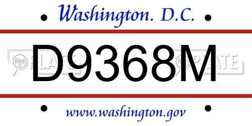 D9368M District Of Columbia License Plate