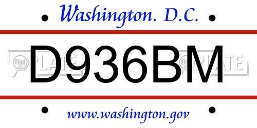 D936BM District Of Columbia License Plate