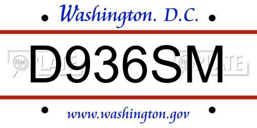 D936SM District Of Columbia License Plate