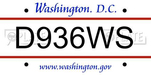 D936WS District Of Columbia License Plate