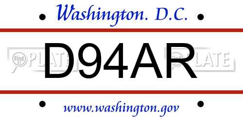 D94AR District Of Columbia License Plate