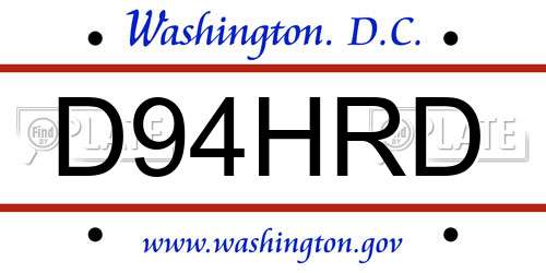 D94HRD District Of Columbia License Plate