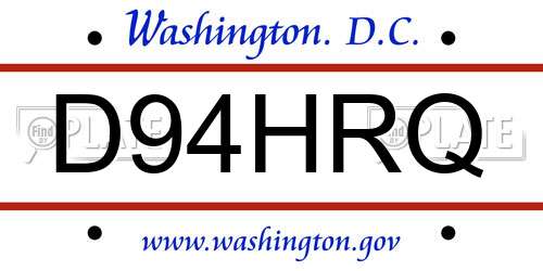 D94HRQ District Of Columbia License Plate