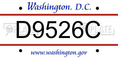 D9526C District Of Columbia License Plate