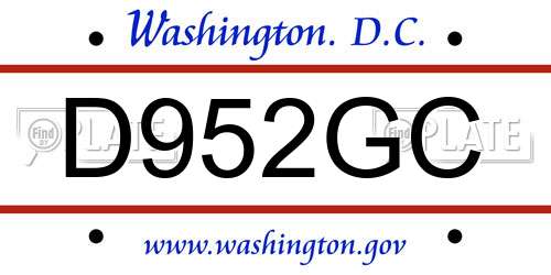 D952GC District Of Columbia License Plate