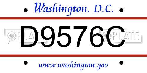 D9576C District Of Columbia License Plate