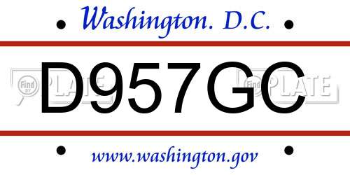 D957GC District Of Columbia License Plate