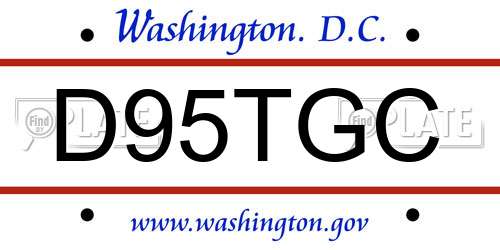 D95TGC District Of Columbia License Plate