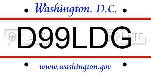 D99LDG District Of Columbia License Plate