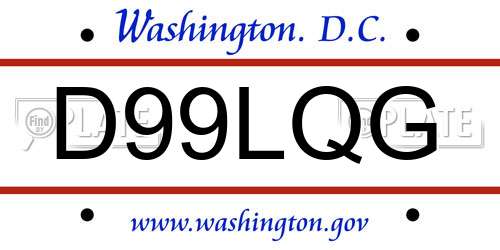 D99LQG District Of Columbia License Plate