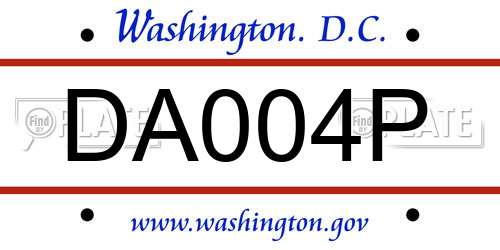 DA004P District Of Columbia License Plate