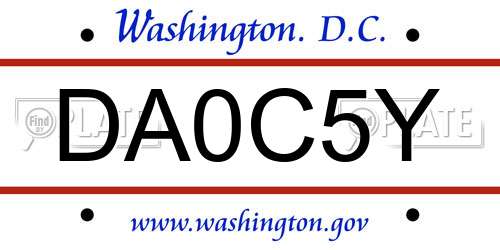 DA0C5Y District Of Columbia License Plate
