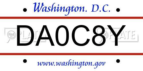 DA0C8Y District Of Columbia License Plate