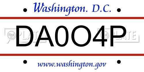 DA0O4P District Of Columbia License Plate