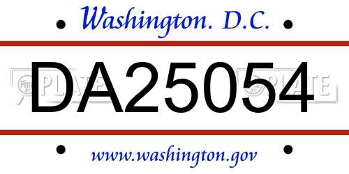 DA25054 District Of Columbia License Plate