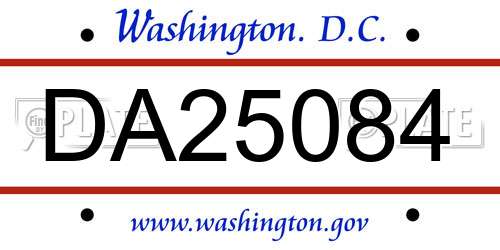 DA25084 District Of Columbia License Plate