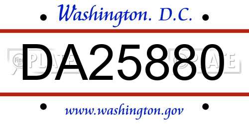 DA25880 District Of Columbia License Plate
