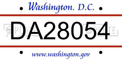 DA28054 District Of Columbia License Plate