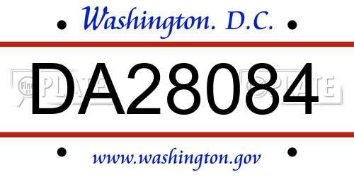 DA28084 District Of Columbia License Plate