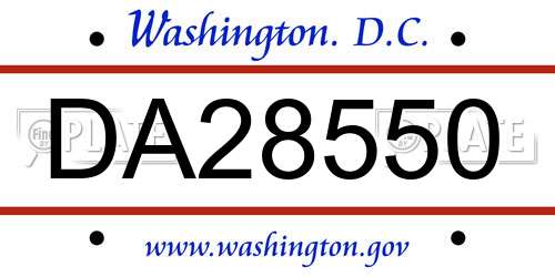 DA28550 District Of Columbia License Plate