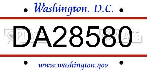 DA28580 District Of Columbia License Plate