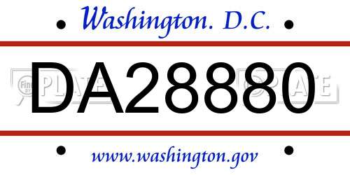 DA28880 District Of Columbia License Plate