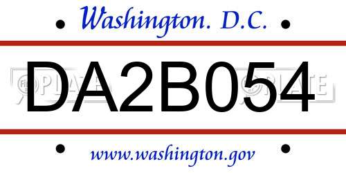 DA2B054 District Of Columbia License Plate