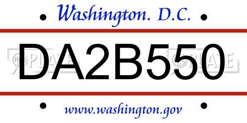 DA2B550 District Of Columbia License Plate