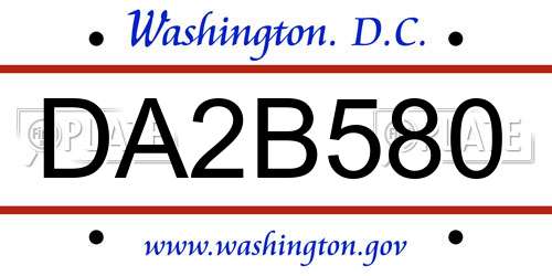 DA2B580 District Of Columbia License Plate