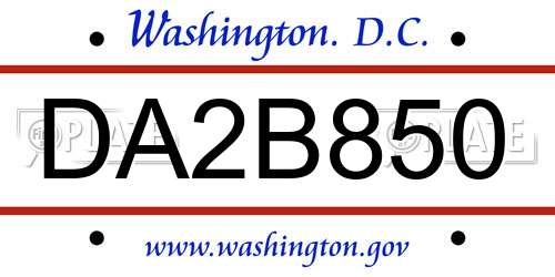 DA2B850 District Of Columbia License Plate