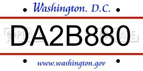 DA2B880 District Of Columbia License Plate