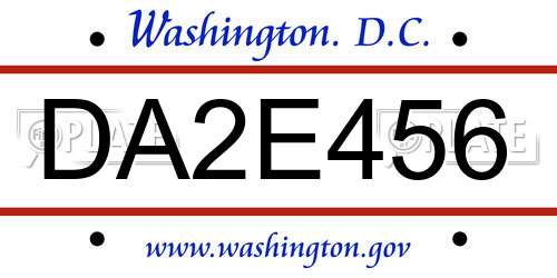 DA2E456 District Of Columbia License Plate
