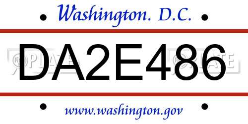 DA2E486 District Of Columbia License Plate