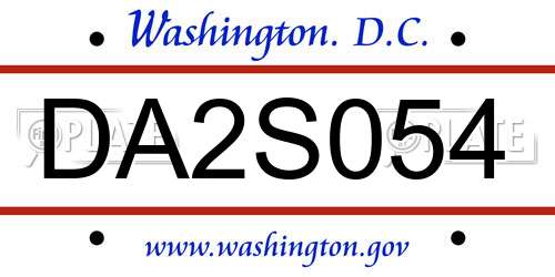 DA2S054 District Of Columbia License Plate
