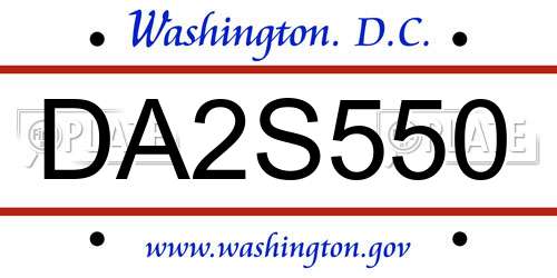 DA2S550 District Of Columbia License Plate