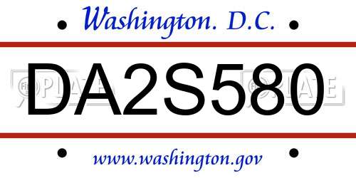 DA2S580 District Of Columbia License Plate