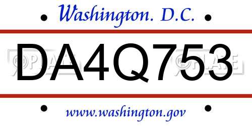 DA4Q753 District Of Columbia License Plate